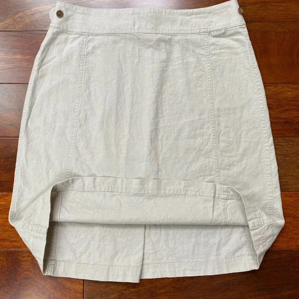 Woolrich Linen Cotton Blend Kayla Skirt Wrap Style Dark Stone Size 12 Preppy - Picture 9 of 11